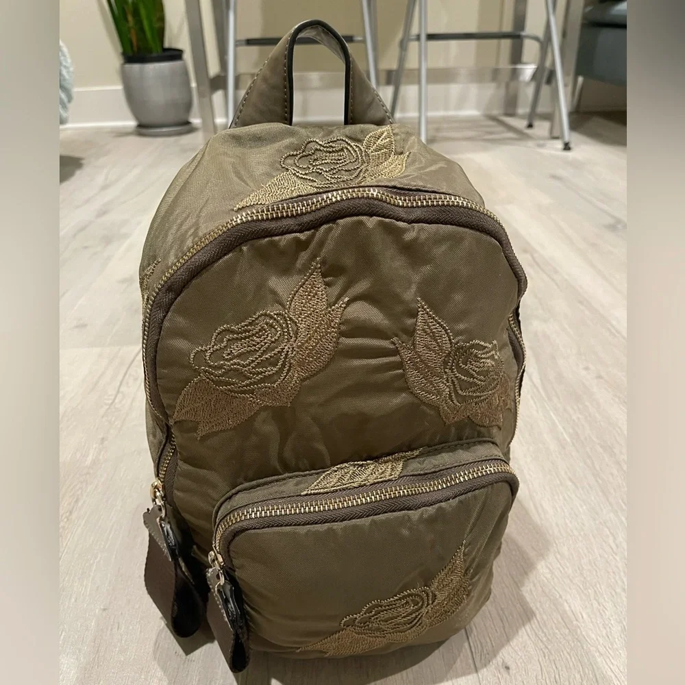 Zara Embroidered Olive Backpack